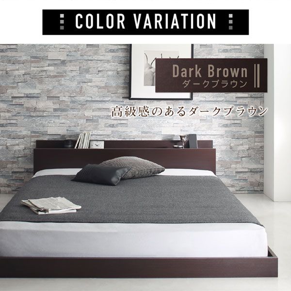 棚・コンセント付きフロアベッド プレミアムボンネルコイルマットレス付き シングル 組立設置付