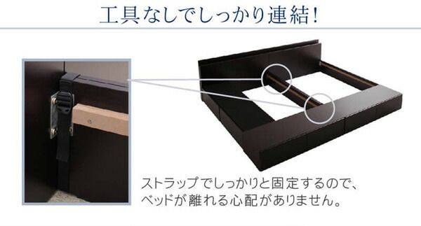 スーパSALE10倍＆4時間限定10％OFF ベッド 連結 収納ベッド ベッドフレーム マットレス付き 収納 コンセント付き ファミリー ウォールナット ホワイト ブラック オーク プレミアムポケット付き シングル Aタイプ 組立設置付