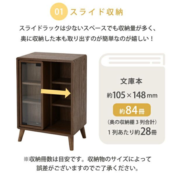3%OFFクーポン有  スライド ラック 幅50 奥行30 高さ73 Pico 収納 キャビネット 脚付き 本棚 コミックラック 文庫本 漫画 一人暮らし かわいい ロータイプ オープンラック 可動棚