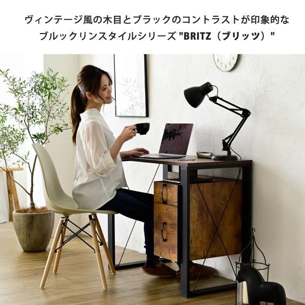 スーパSALE10倍＆4時間限定10％OFF パソコンデスク 収納 デスク ビンテージ 風 幅90 引き出し おしゃれ テレワーク ブルックリン A4 ファイル収納 在宅勤務 リモートワーク 一人暮らし MI