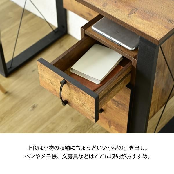 スーパSALE10倍＆4時間限定10％OFF パソコンデスク 収納 デスク ビンテージ 風 幅90 引き出し おしゃれ テレワーク ブルックリン A4 ファイル収納 在宅勤務 リモートワーク 一人暮らし MI