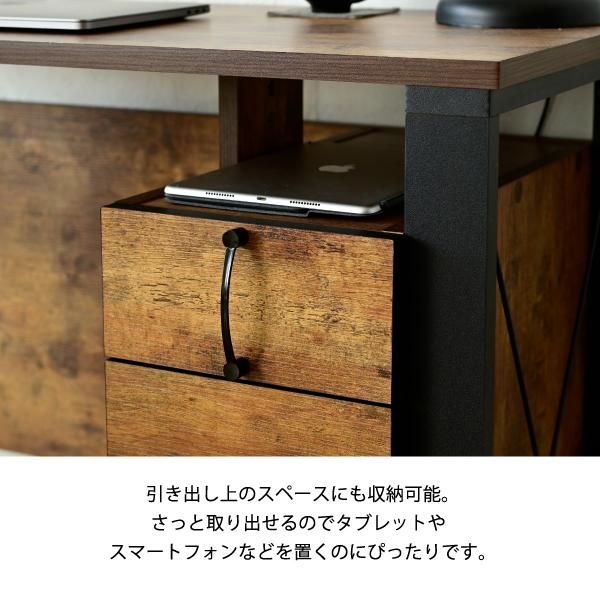 スーパSALE10倍＆4時間限定10％OFF パソコンデスク 収納 デスク ビンテージ 風 幅90 引き出し おしゃれ テレワーク ブルックリン A4 ファイル収納 在宅勤務 リモートワーク 一人暮らし MI