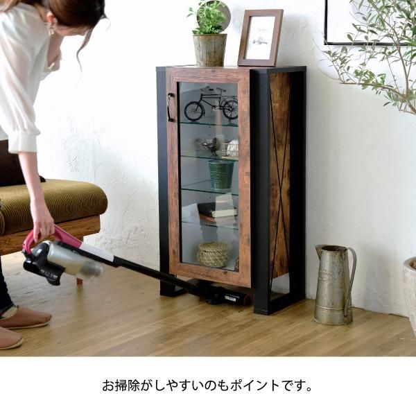 スーパSALE10倍＆4時間限定10％OFF コレクションラック 棚 高さ 90cm 可動棚 飾り棚 ディスプレイ 扉付き ガラス 扉 ガラス棚 アンティーク風 インダストリアル フィギュア 強化ガラス 透明 収納 MI