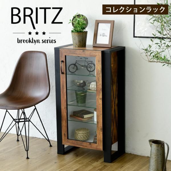 スーパSALE10倍＆4時間限定10％OFF コレクションラック 棚 高さ 90cm 可動棚 飾り棚 ディスプレイ 扉付き ガラス 扉 ガラス棚 アンティーク風 インダストリアル フィギュア 強化ガラス 透明 収納 MI
