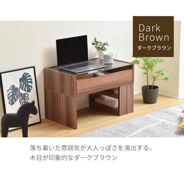 スーパSALE10倍＆4時間限定10％OFF ガラスデスク 幅60 奥行35.5 高さ39.5 ガラス天板 ガラステーブル 引き出し ロータイプ ローデスク ローテーブル ドレッサー 兼 デスク 本棚付き MI デスク 文机