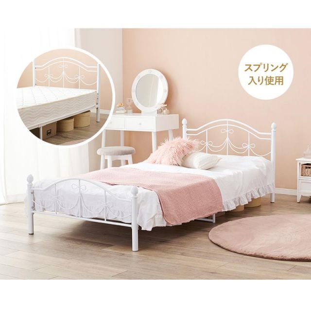 スーパSALE10倍＆4時間限定10％OFF リボンのデザインのシングルベッド KH-3099S MI