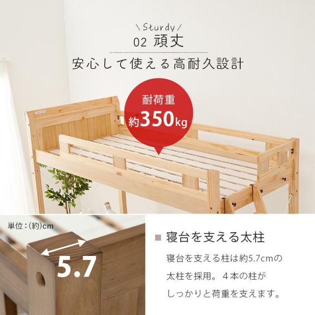 スーパSALE10倍＆4時間限定10％OFF 木製ロフトベッド MB-5092-S ベッド下140cm MI