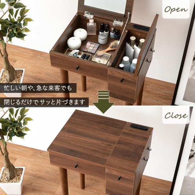 スーパSALE10倍＆4時間限定10％OFF デスクにもなるドレッサー MD-6587 幅53cm MI 収納家具 ドレッサー・鏡台 1面ドレッサー