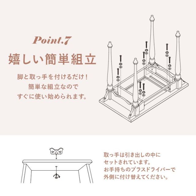 スーパSALE10倍＆4時間限定10％OFF プリンセスデザインのデスクテーブル RT-1688 幅90cm MI デスク 文机