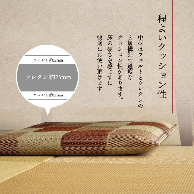 日本製 い草 座布団 クッション ブロック柄 5枚組 約55×55cm