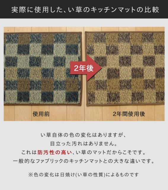 キッチンマット　240cm 滑りにくい加工 国産い草　シンプル　『おさかな』 約43×240cm