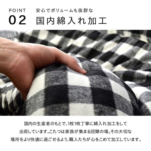スーパSALE10倍＆4時間限定10％OFF チェック柄 こたつ布団 長方形大 掛け単品 『チェッカー』 約205×285cm