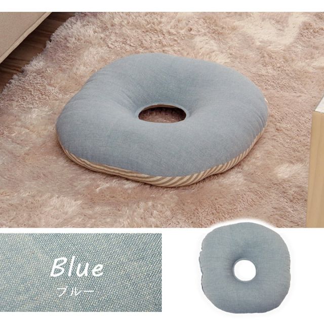 スーパSALE10倍＆4時間限定10％OFF クッション 円形 円座 穴あき 日本製 オーガニックコットン 綿100% 無地 洗える 約35cm丸