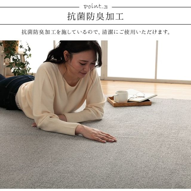 ラグ 長方形 手洗い ループパイル 高級感 おしゃれ 抗菌防臭 オーバーロック 滑りにくい加工 約4畳 約190×290cm 床暖房 ホットカーペット対応