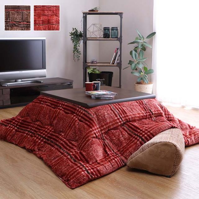 スーパSALE10倍＆4時間限定10％OFF こたつ布団 正方形 洗える シンプル チェック柄 約190×190cm