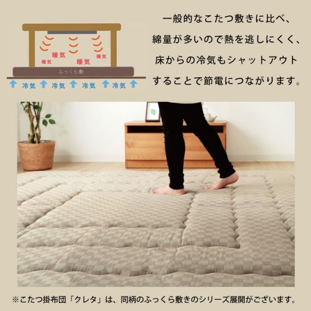 スーパSALE10倍＆4時間限定10％OFF こたつ布団 単品 ふっくら 日本製 格子柄 シンプル 長方形 約205×315cm