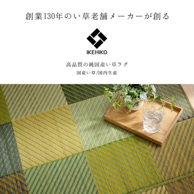 ラグ 純国産 国産 日本製 い草 抗菌防臭 自然素材 モダン 『DXカラフルブロック』 約191×191cm