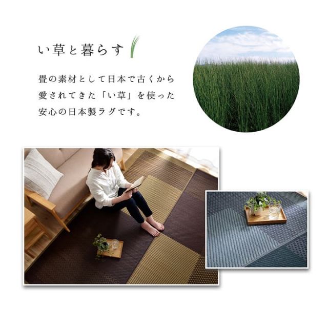 ラグ 正方形 夏用 ふっくら い草 シンプル 191×191cm