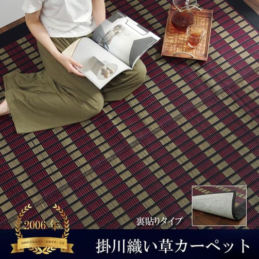 福岡県品評会最優秀賞敷物 国産 日本製 純国産 い草 掛川織 花ござ 抗菌防臭 自然素材 不織布 モダン 約191×191cm