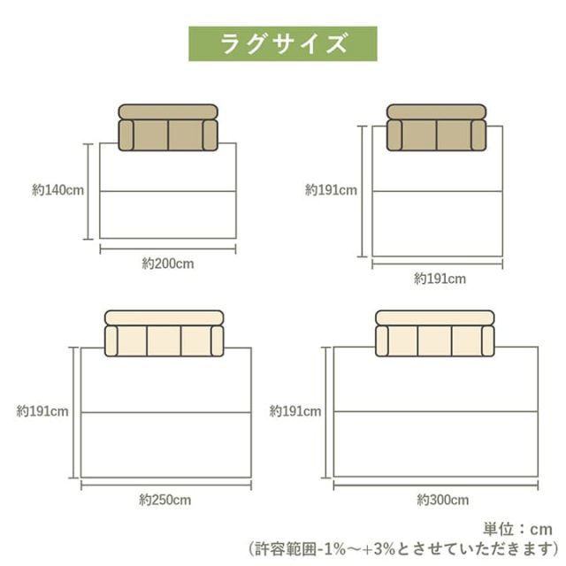 ラグ 正方形 い草 日本製 国産 自然素材 滑り止め加工 ナチュラル 市松柄 オールシーズン 消臭 シンプル 約2畳 約191×191cm ホットカーペット対応 床暖房対応
