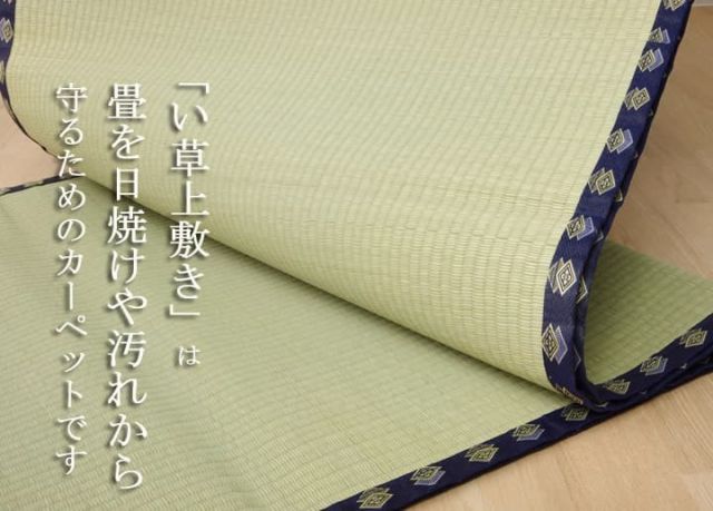 い草 上敷き い草上敷 はっ水 カーペット 無地 『撥水 湖水』 江戸間1畳(約88×176cm）