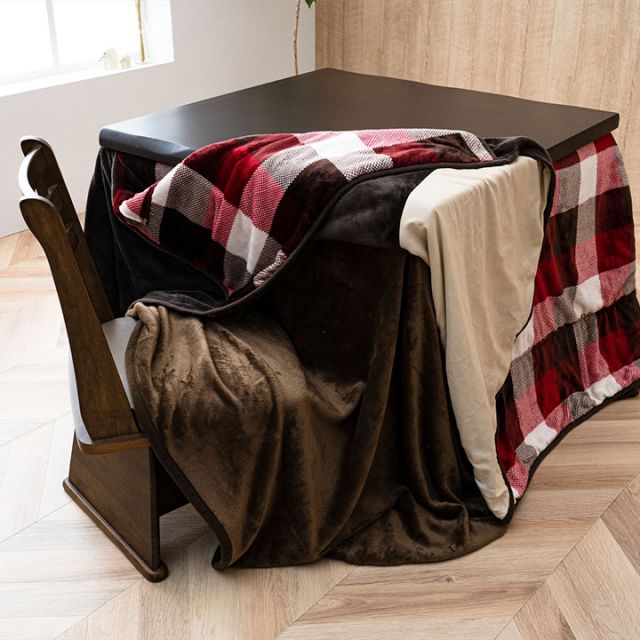 こたつ布団用 中掛け毛布 洗える ハイタイプ フランネル 約90×135×65cm