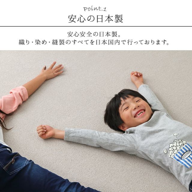 カーペット ラグ 日本 抗菌 消臭 清潔 オーダー 撥水 抗アレル物質 ダニ対策 無地 江戸間 12畳 約352×522cm