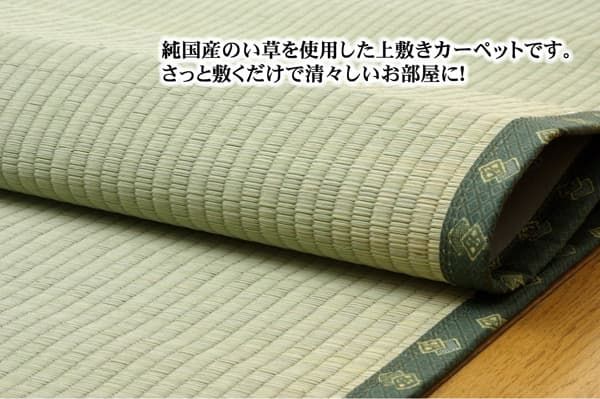 フリーカット い草 上敷き カーペット 『F竹』 江戸間3畳(約176×261cm）(裏:ウレタン張り）