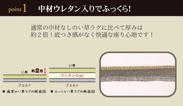い草 畳 自然素材 カーペット ラグ インテリア 夏用 節電 無地 涼しい ダイヤ柄 シンプル クッション性 約240×240cm
