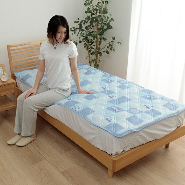 冷感 可愛い 猫柄 おすすめ ひんやり 肌触り 節電 冷感寝具 夏用 涼しい シングル 約100×200cm