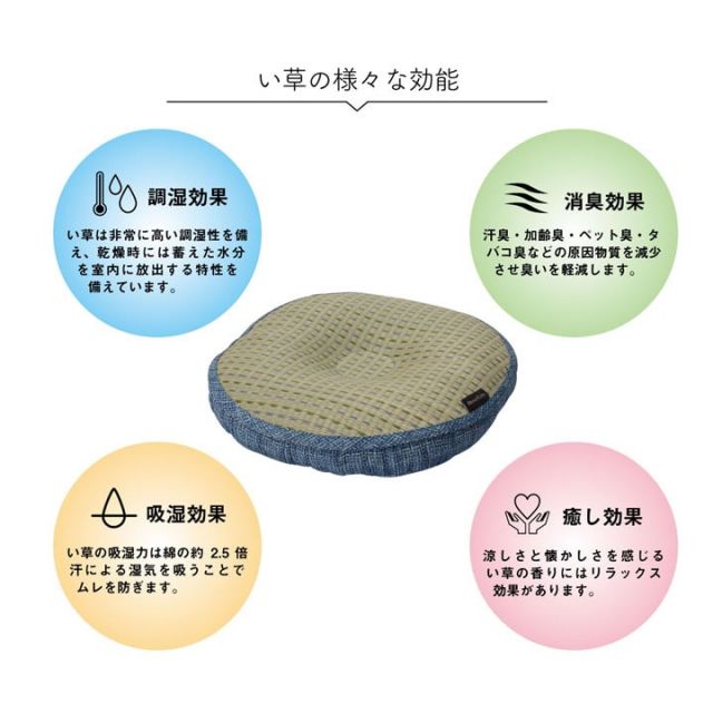 スーパSALE10倍＆4時間限定10％OFF クッション 円座 低反発 い草 抗菌防臭 消臭 シンプル 小林製薬コバガード使用 約40丸