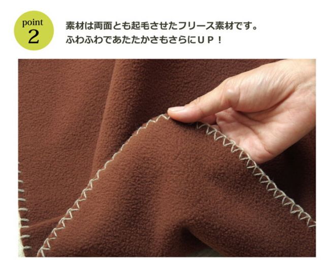 フリース こたつ用中掛け毛布 『ブリック中掛（フラット）』 約180×180cm フラットタイプ