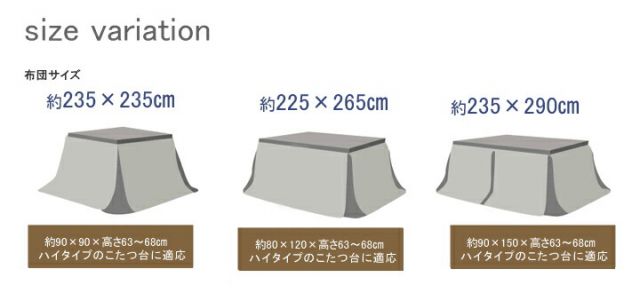 こたつ布団 正方形 ダイニング用 高脚用 チェック柄 『ジャーナル ハイタイプ』 約235×235cm