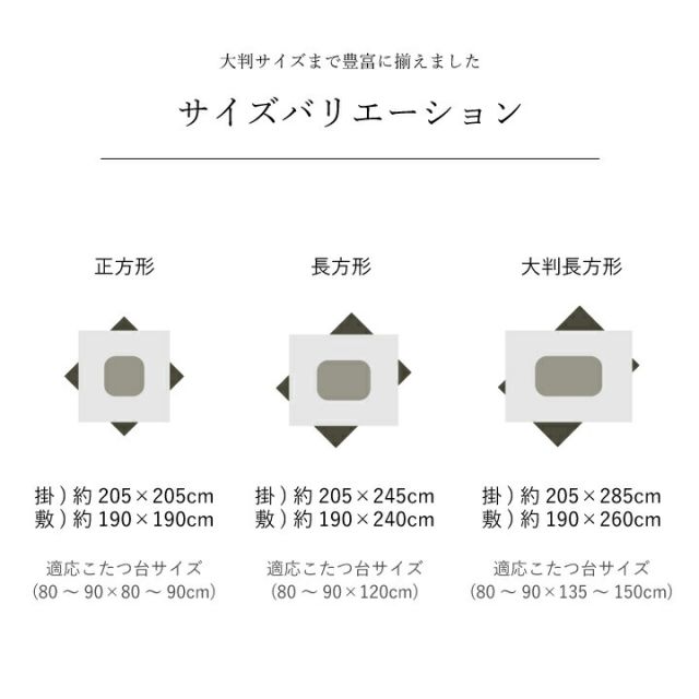 日本製 こたつ布団  こたつ厚掛敷 セット 和柄 長方形 大判 約 205×285cm
