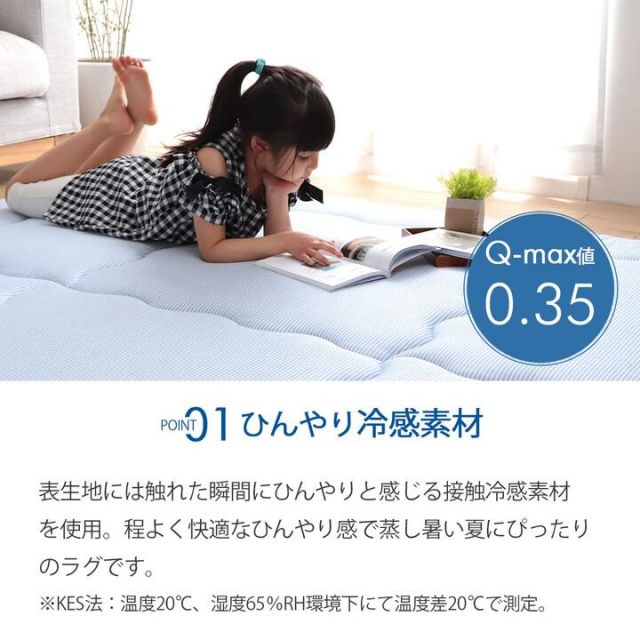冷感 接触冷感 ひんやり カーペット ラグ 厚手 ボリューム 正方形 約 2畳 190×190cm