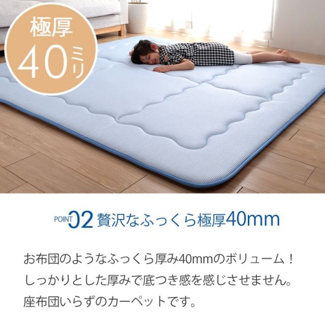 スーパSALE10倍＆4時間限定10％OFF 冷感 接触冷感 ひんやり カーペット ラグ 厚手 ボリューム 長方形 大きめ 約 3畳 190×260cm