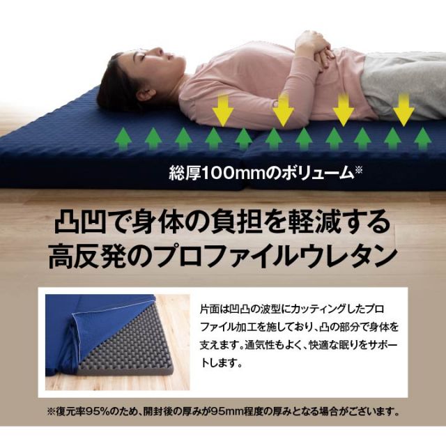 スーパSALE10倍＆4時間限定10％OFF 寝具 高反発マットレス 消臭 通気性 洗えるカバー付き 収納便利 ボリューム 耐圧分散 シングル 約95×195×10cm