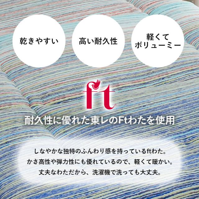 スーパSALE10倍＆4時間限定10％OFF 寝具 洗える 清潔 敷き布団 東レft綿 四つ折り コンパクト収納 日本製 シングルロング 約100×210cm イリス マルチブルー