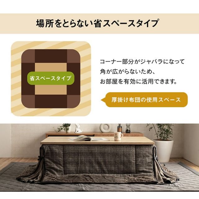 省スペース こたつ布団 正方形 チェック柄 約180×180cm