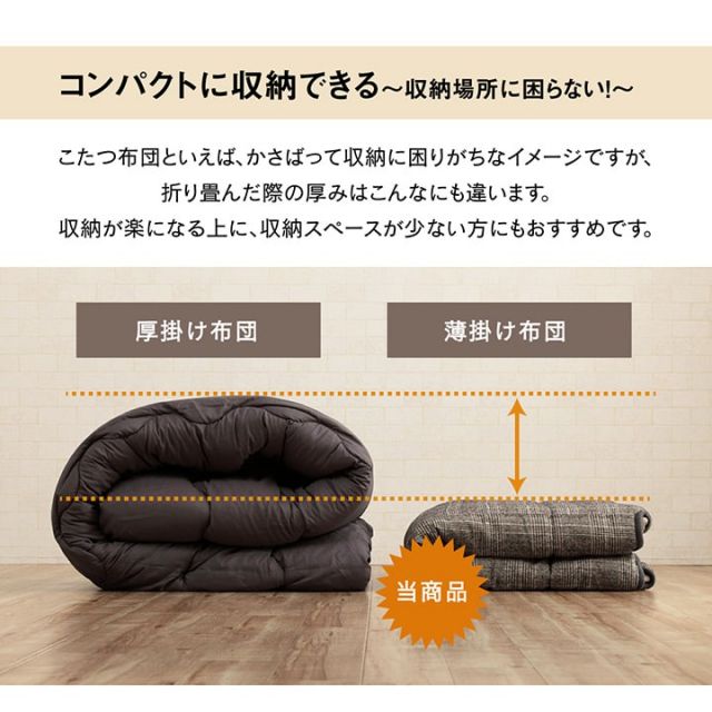 省スペース こたつ布団 正方形 チェック柄 約180×180cm