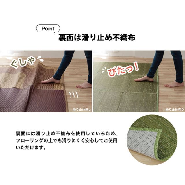 ラグ 小林製薬 持続性抗菌剤 KOBA-GUARD 制菌 抗菌防臭  滑り止め 不織布 夏 い草 グラデーション 約190×300cm