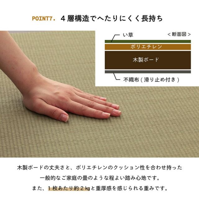 い草 置き畳 ユニット畳 システム畳 無地 シンプル ナチュラル 消臭 縁無し お手入れ簡単 裏面滑り止め 収納便利 約70×70×1.5cm 9枚組