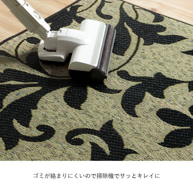 おすすめ　花柄　高級感　玄関マット 室内 おしゃれ　玄関 マット い草ラグ 日本製 抗菌防臭 国産 滑り止めいぐさ　約60×90cm