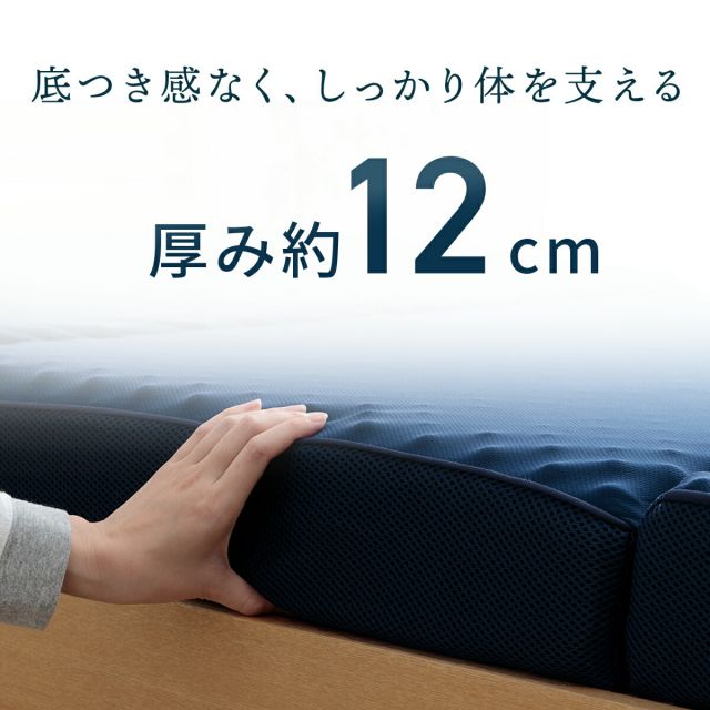 スーパSALE10倍＆4時間限定10％OFF マットレス セミダブル 三つ折り 高反発 プロファイルウレタン 硬め 折りたたみ 寝具 ネイビー 約115×195×12cm