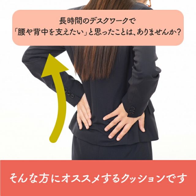 オフィス デスク ワーク サポート クッション 腰 背中 姿勢 ブラック 約45×45cm