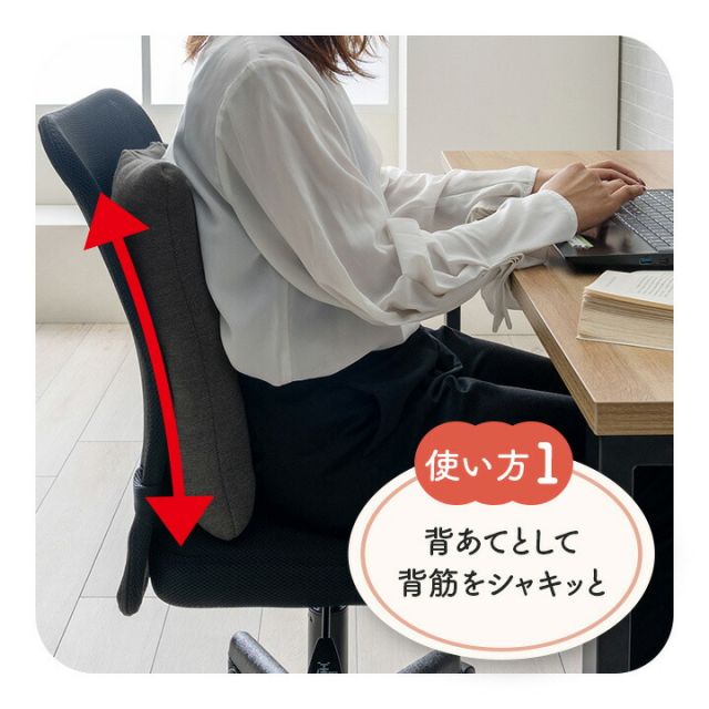 オフィス デスク ワーク サポート クッション 腰 お尻 姿勢 お昼寝 セアテ ブラック 約40×40cm
