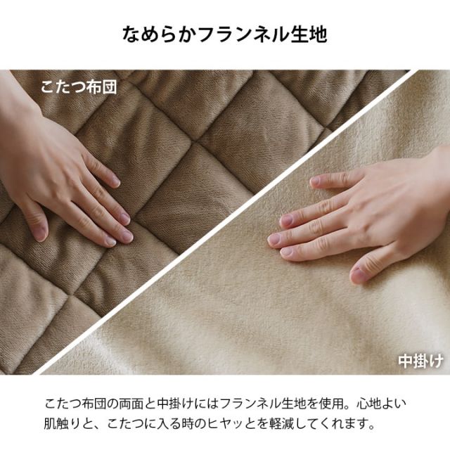 スーパSALE10倍＆4時間限定10％OFF こたつ布団 ハイタイプ ロータイプ 中掛け 洗える おしゃれ 洗濯 シンプル 無地 フランネル ベージュ 約225×225cm