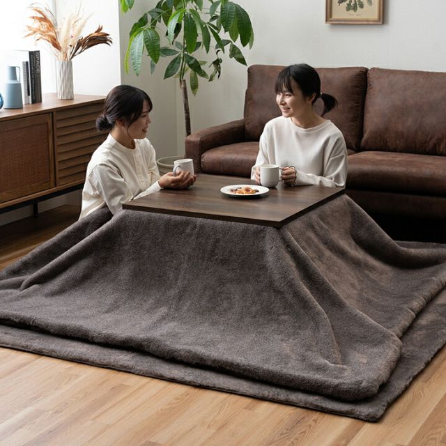 スーパSALE10倍＆4時間限定10％OFF こたつ布団 正方形 フェイクファー 生地 フランネル 手洗い 無地 ココアブラウン 約190×190cm