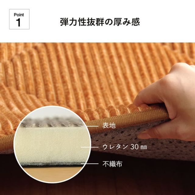 クッション 座布団 オシャレ コーデュロイ調 滑りにくい加工 ふかふか キルト 無地 長方形 約60×180cm