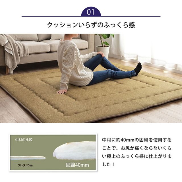 こたつ布団 長方形 撥水ラグ ふっくらタイプ 約190×240cm